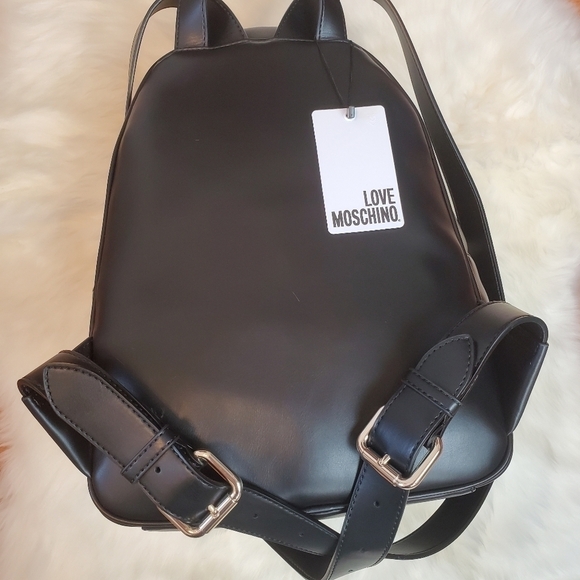 𝅺LOVE Moschino Borsa Pu Nero quilted backpack NWT - Picture 5 of 9